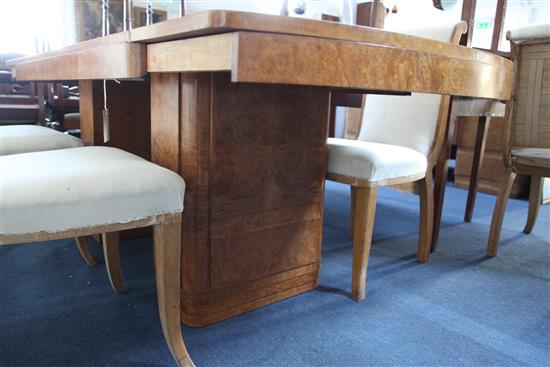 An Art Deco burr walnut stepped sideboard, sideboard W.5ft 6in.